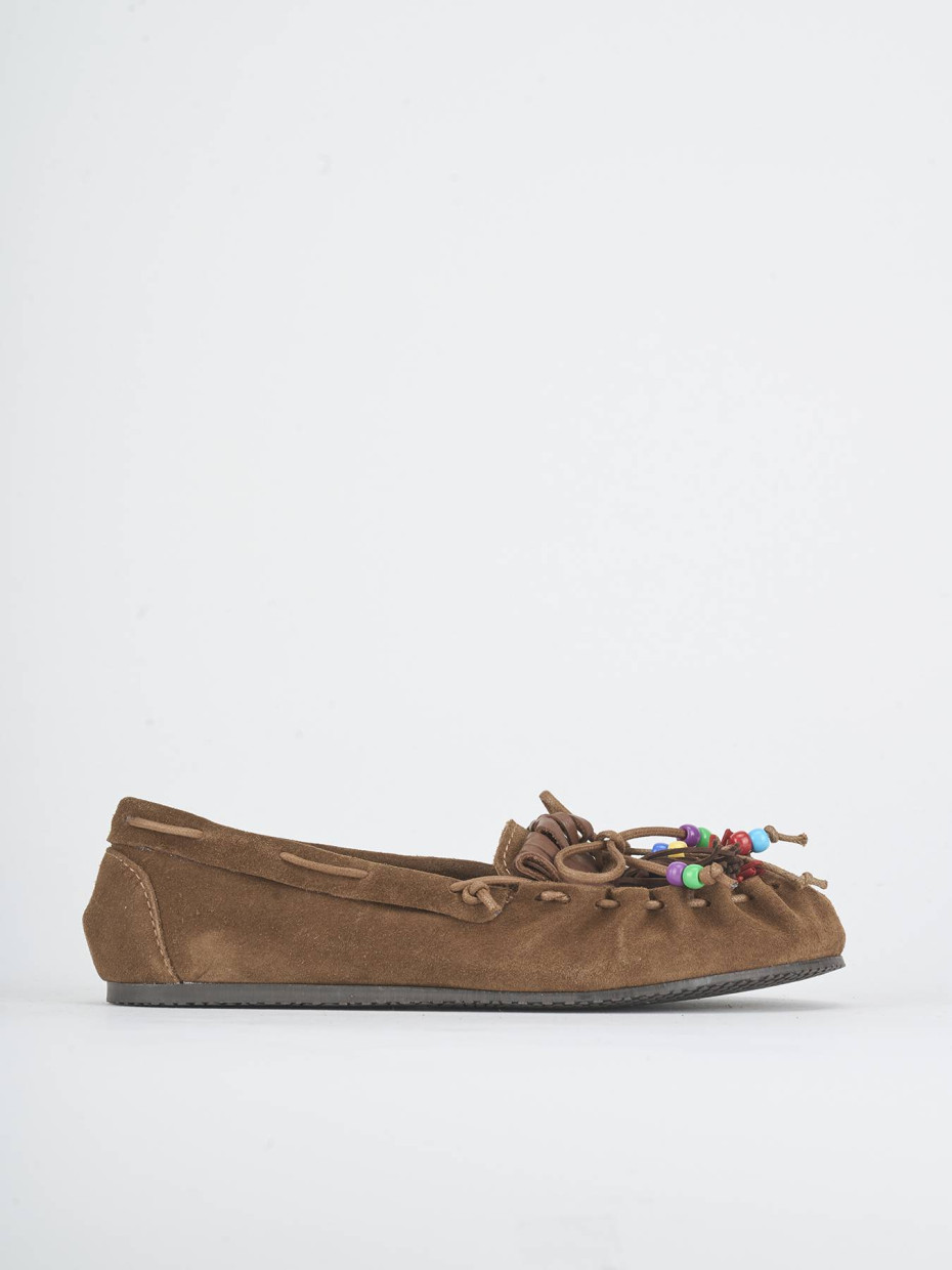 Mocasines tacón 1 cm marrón ante
