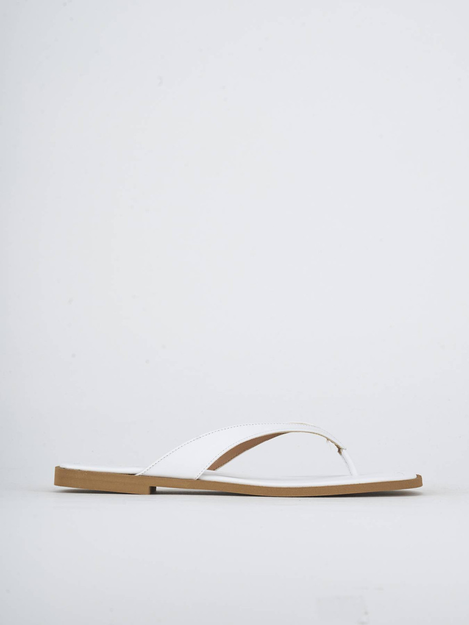 Mules tacón 1 cm blanco cuero