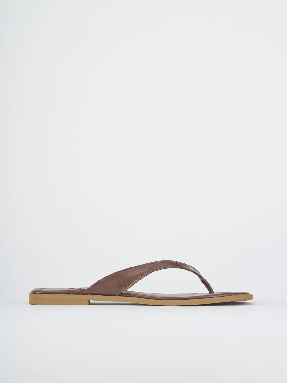 Mules tacón 1 cm marrón oscuro cuero