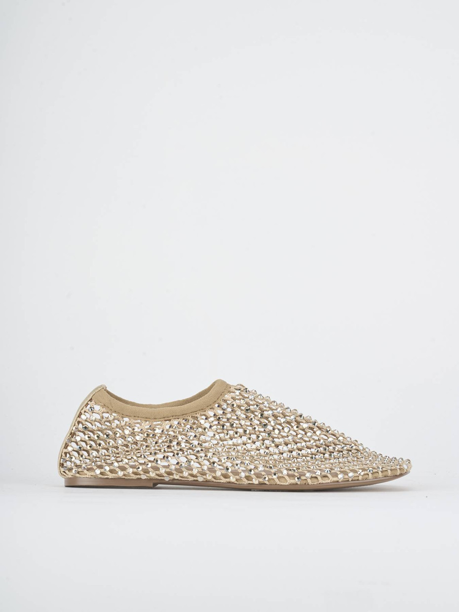 Bailarinas tacón 1 cm oro cuero