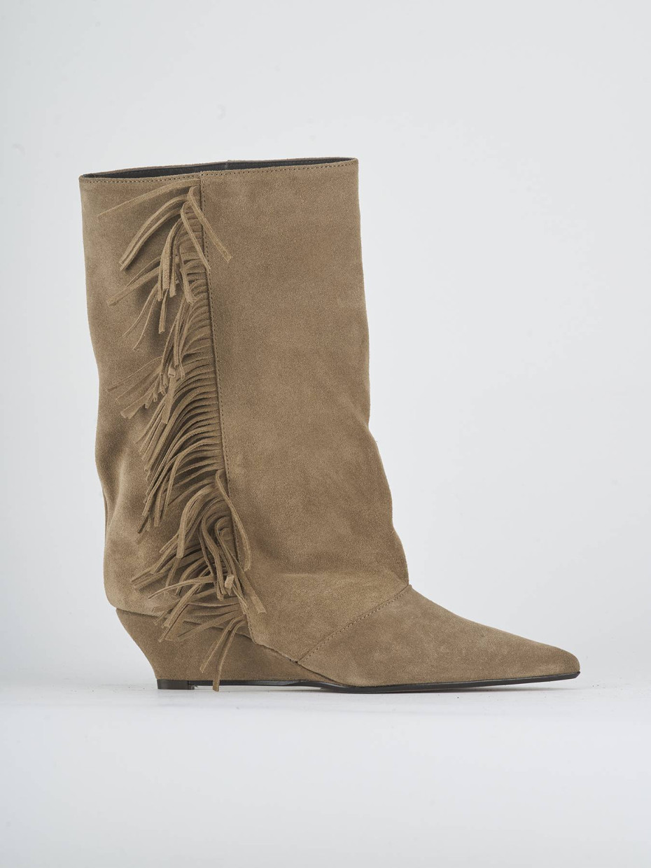 Stivali tacco 5cm camoscio beige