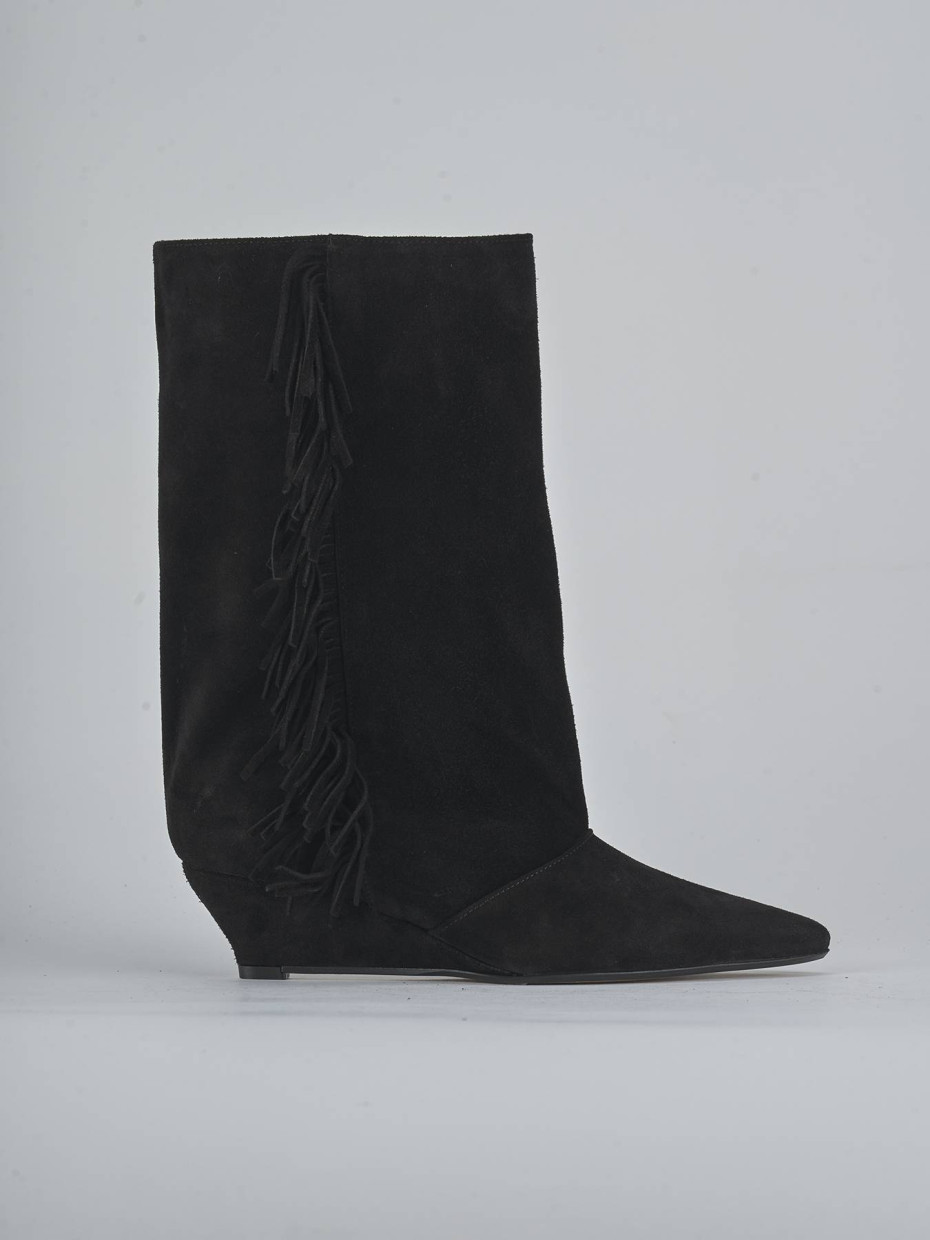 Stivali tacco 5cm camoscio nero