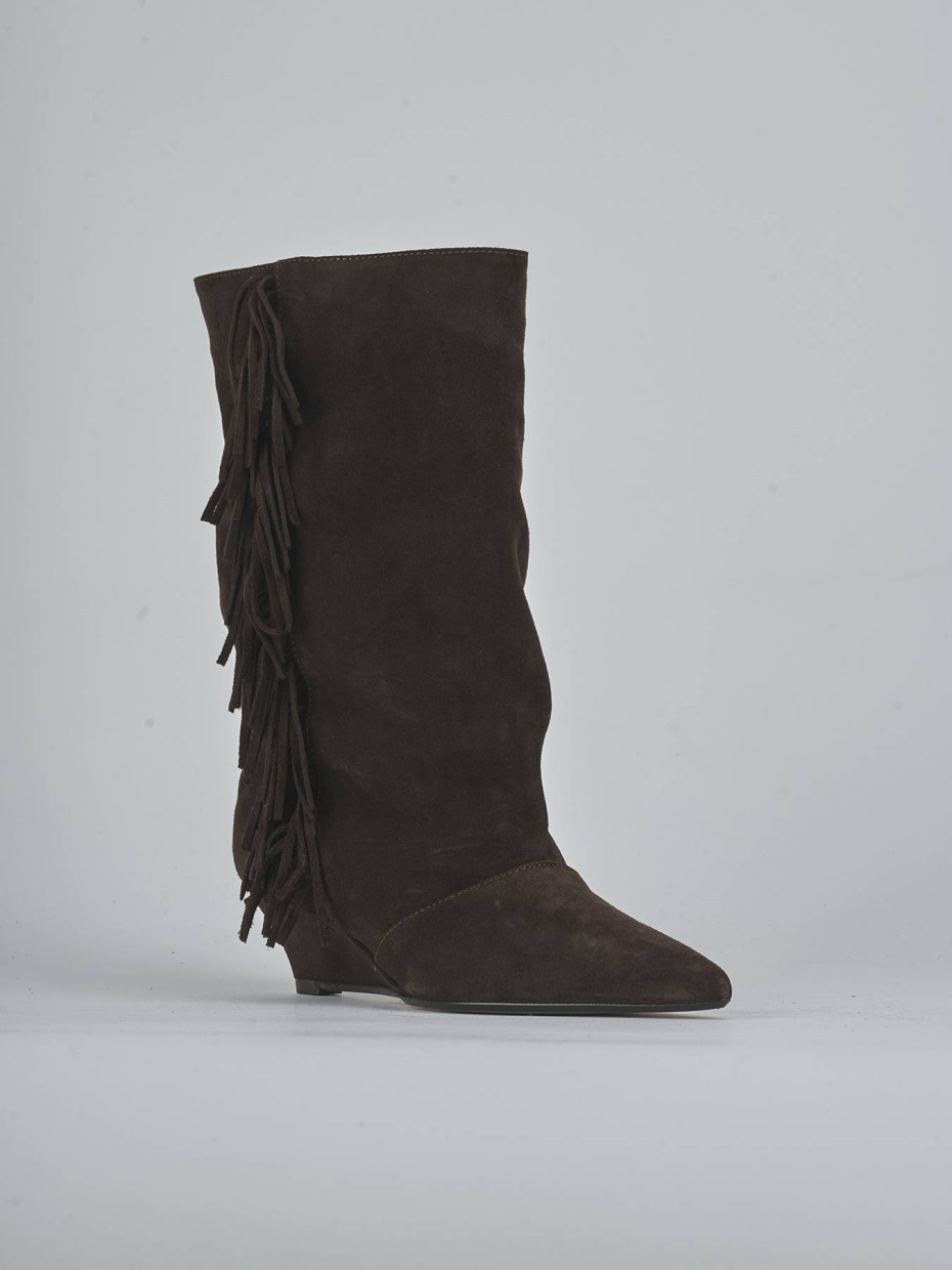 Stivali tacco 5cm camoscio testa