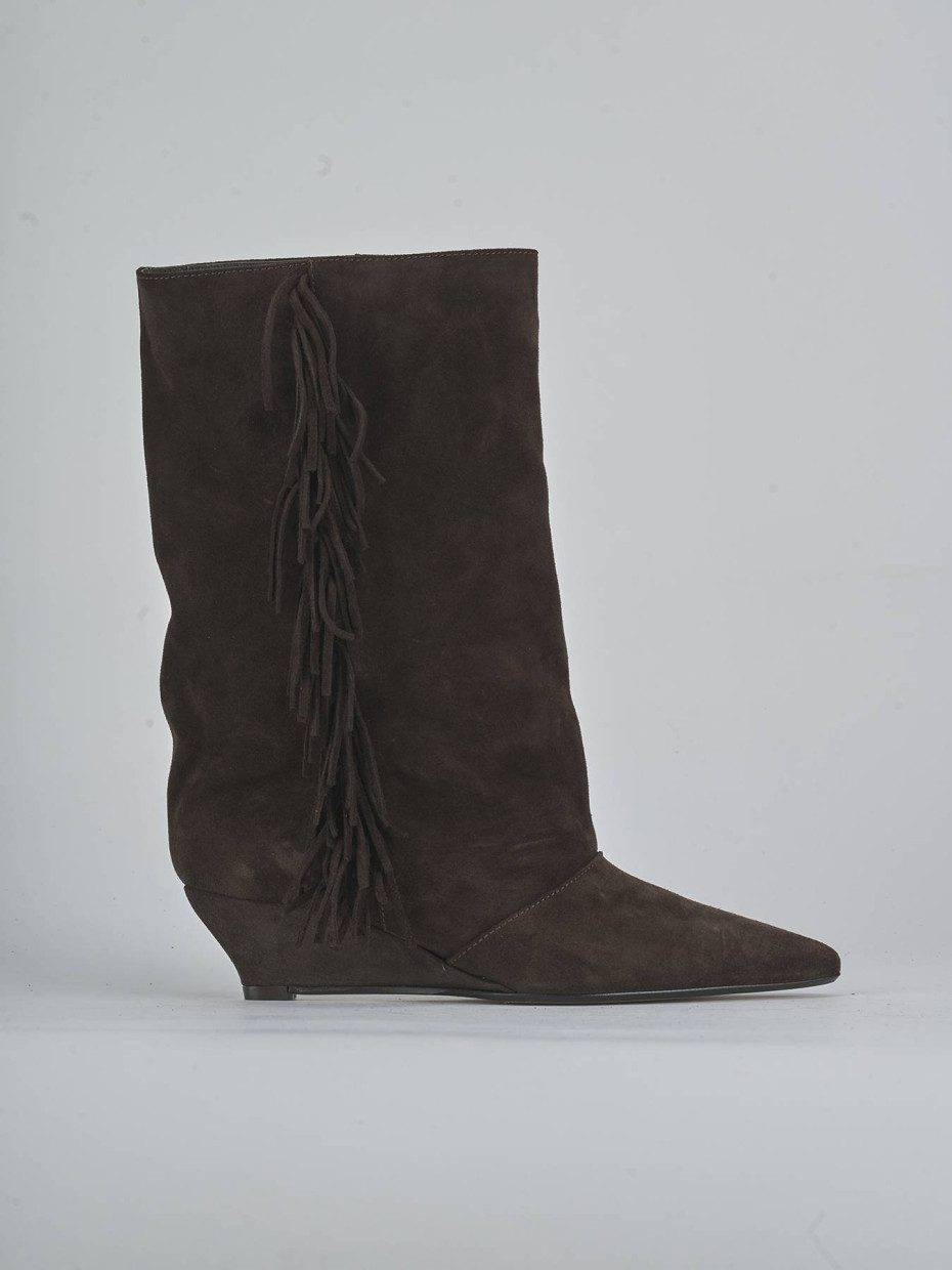 Stivali tacco 5cm camoscio testa