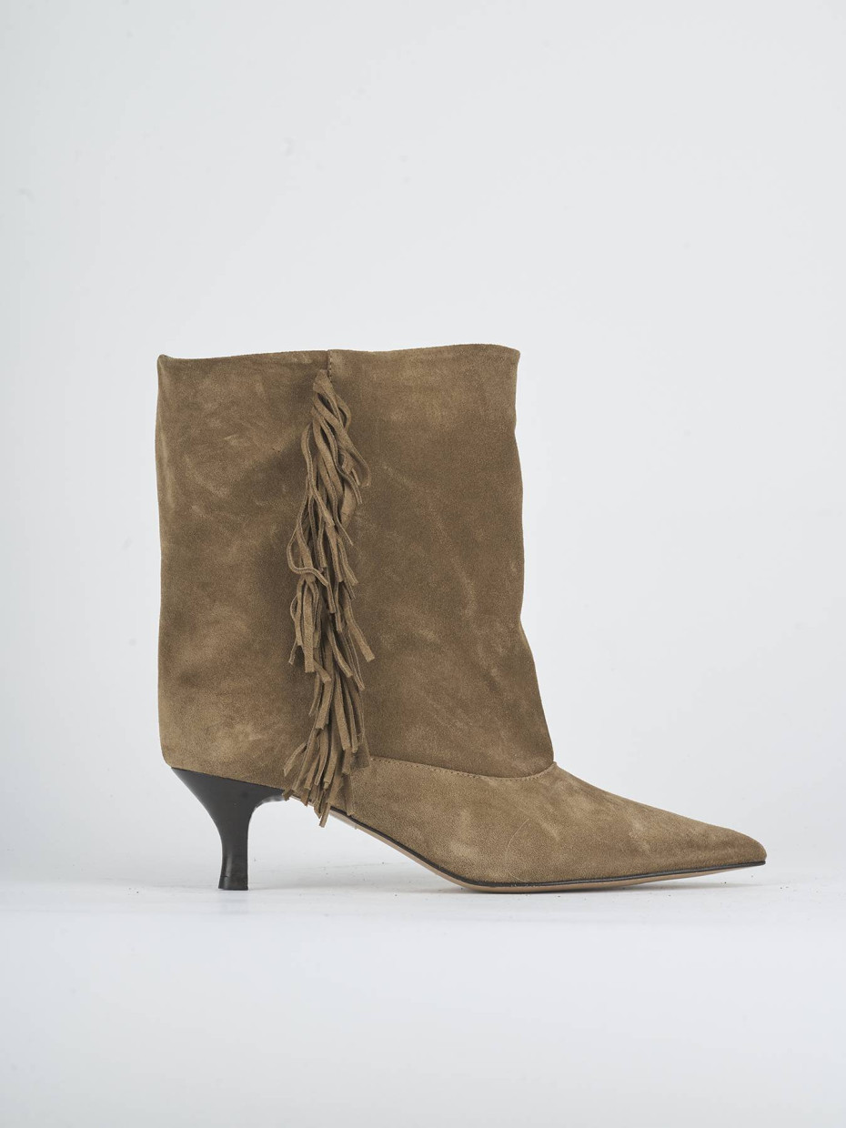 Stivaletti tacco 5cm camoscio beige