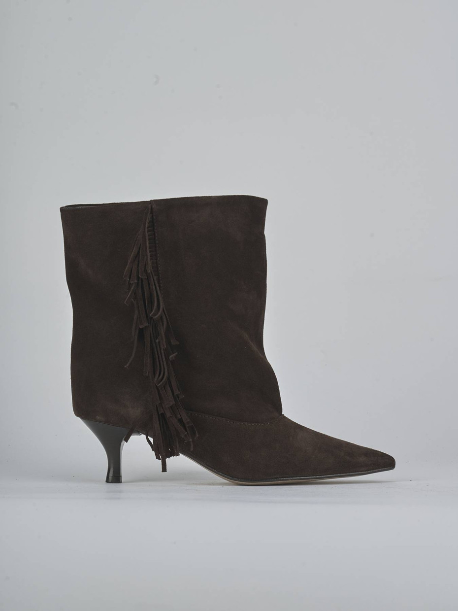 Botines de tacón alto tacón 5 cm marrón oscuro ante
