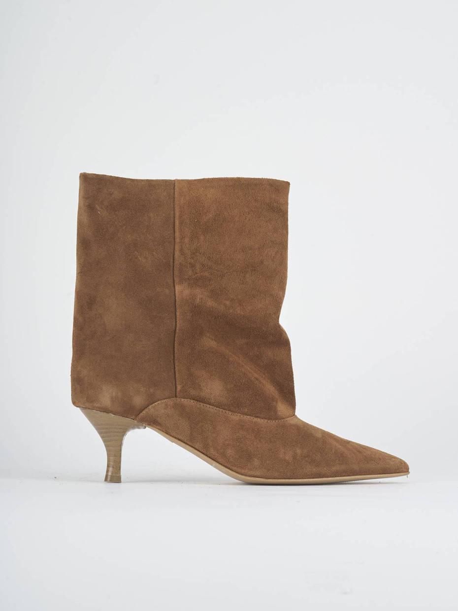 Botines de tacón alto tacón 5 cm marrón ante