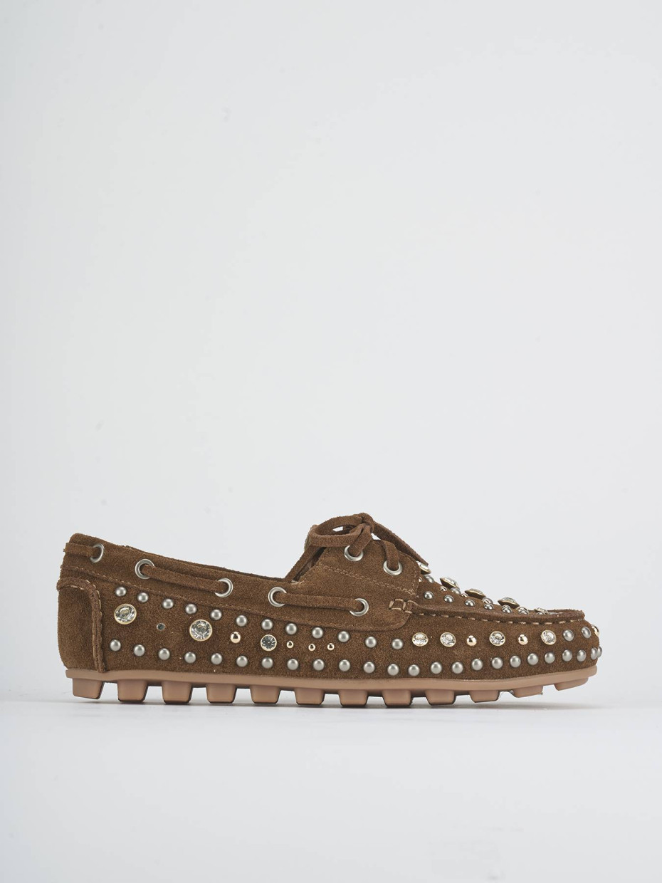 Mocasines tacón 1 cm marrón ante