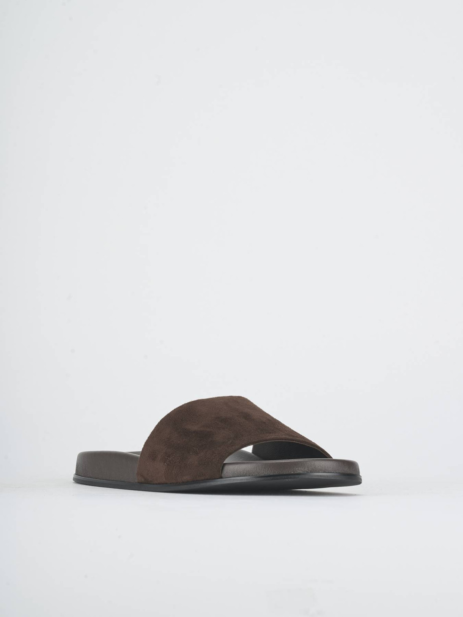 Slippers heel 1 cm dark brown suede
