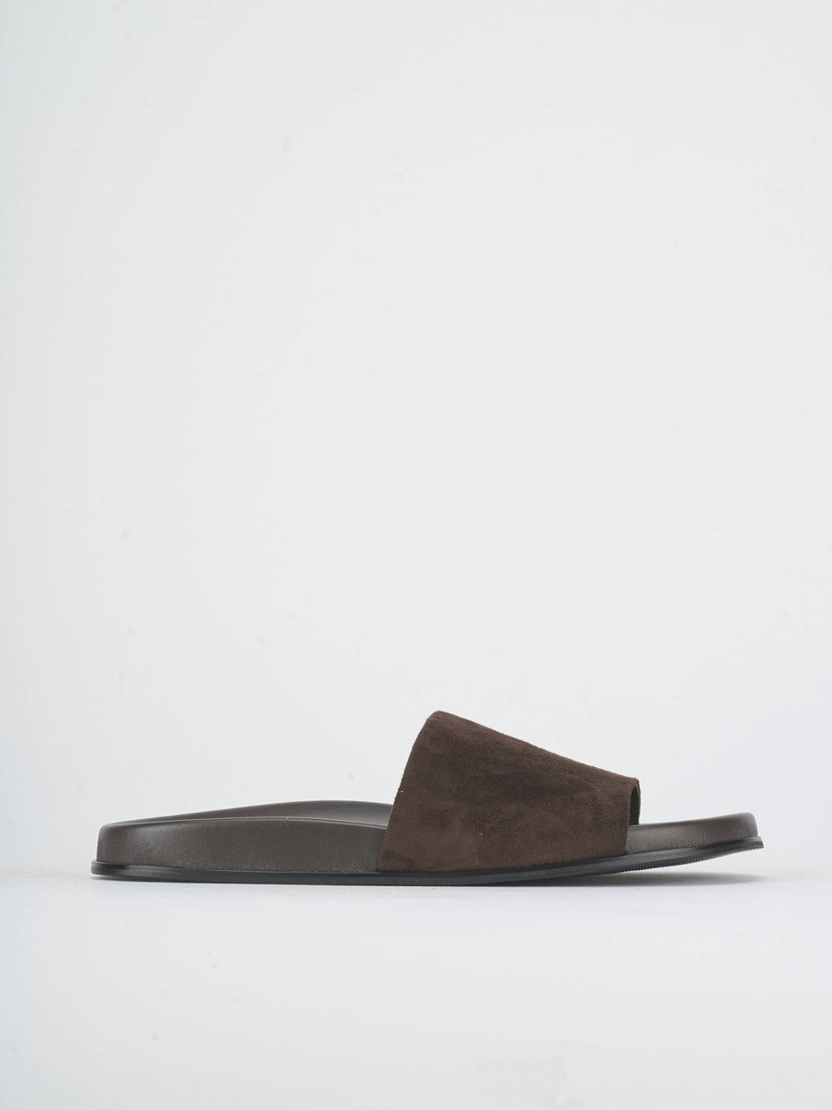 Slippers heel 1 cm dark brown suede