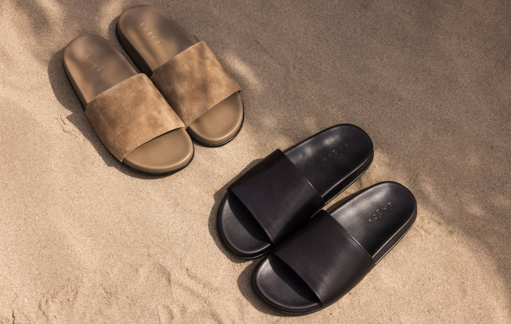 Slippers heel 1 cm black leather