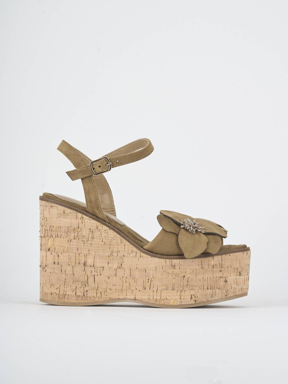 Sandalias de cuña tacón 11 cm marrón ante