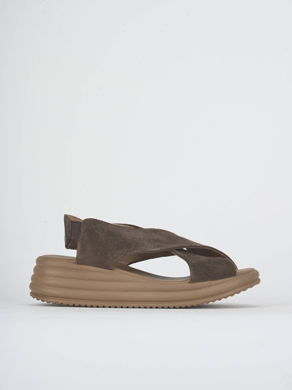 Wedge heels heel 5 cm dark brown suede