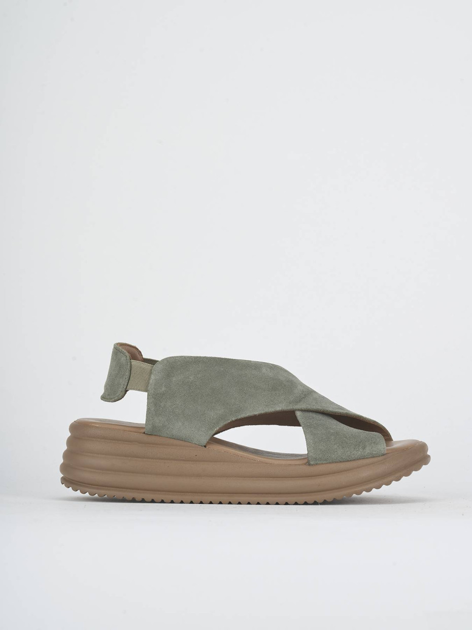 Wedge heels heel 5 cm green suede