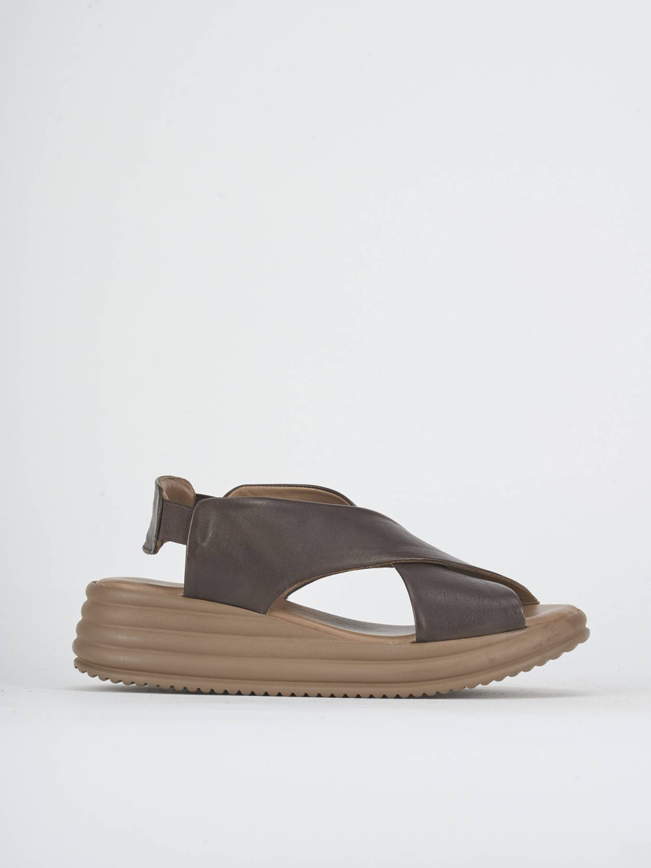 Wedge heels heel 5 cm dark brown leather