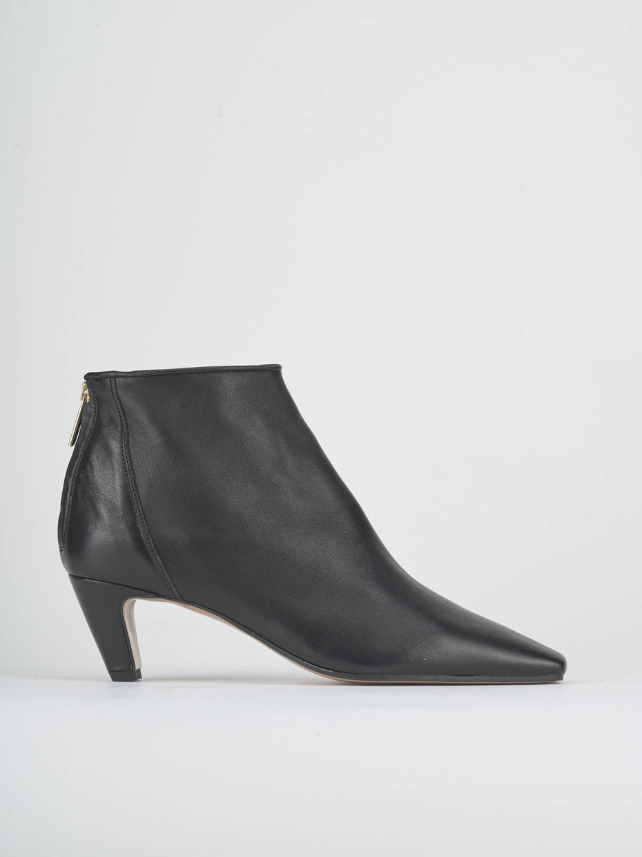 Botines de tacón alto tacón 5 cm negro cuero
