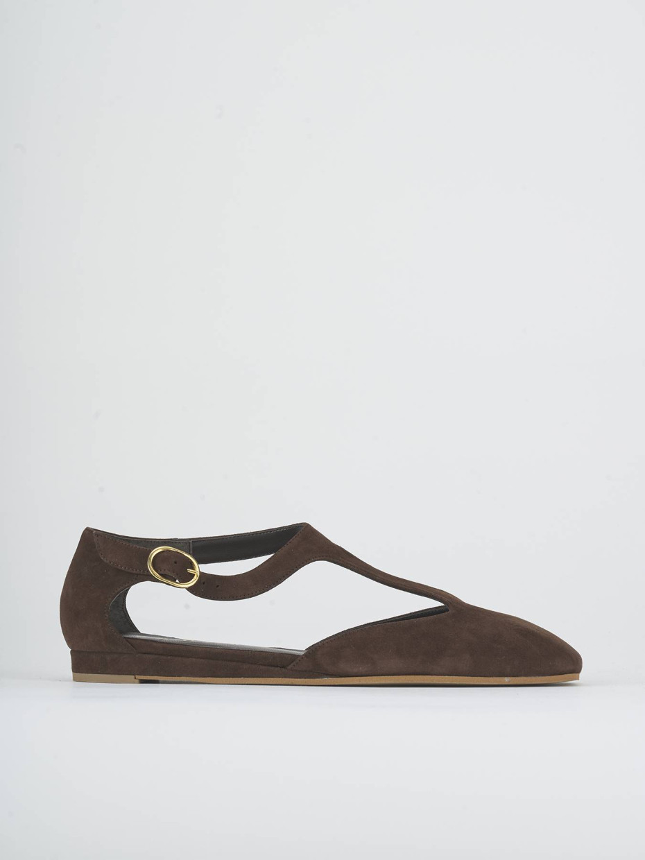 Bailarinas tacón 1 cm marrón oscuro ante