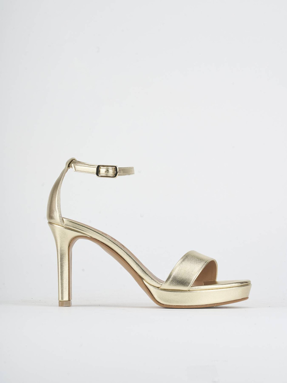 Sandalias de tacón alto tacón 9 cm oro laminado