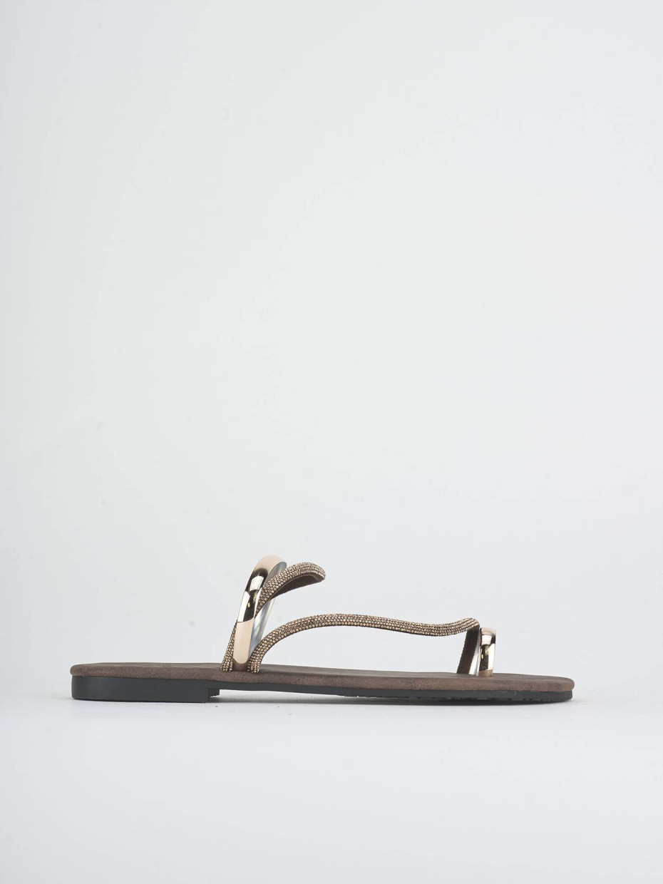 Mules tacón 1 cm marrón oscuro cuero