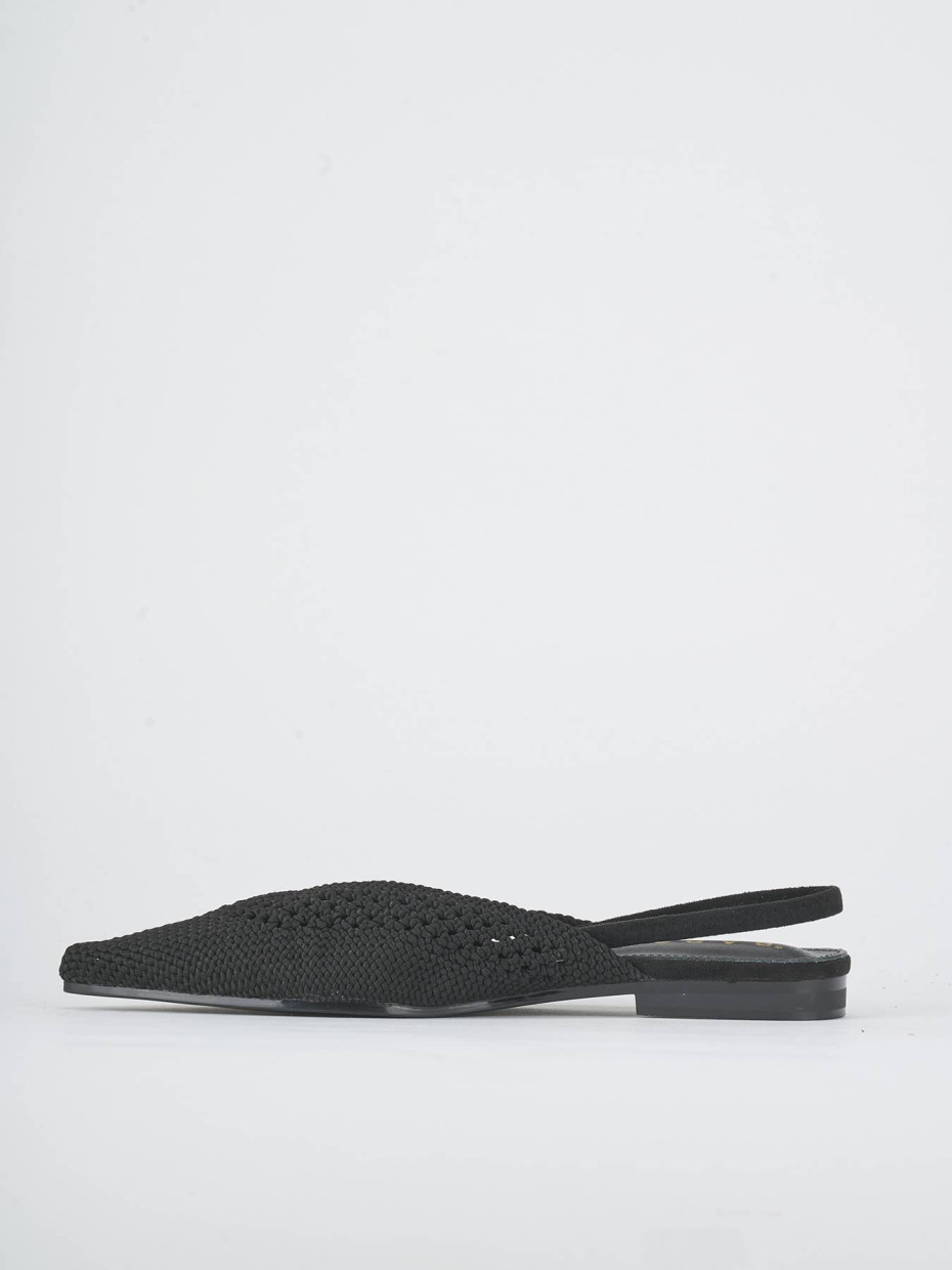 Flat shoes heel 1 cm black fabric