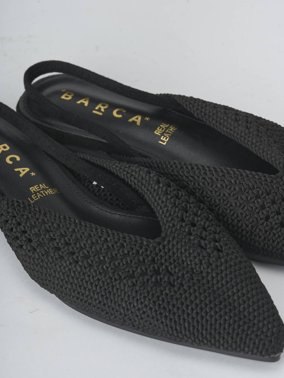 Flat shoes heel 1 cm black fabric