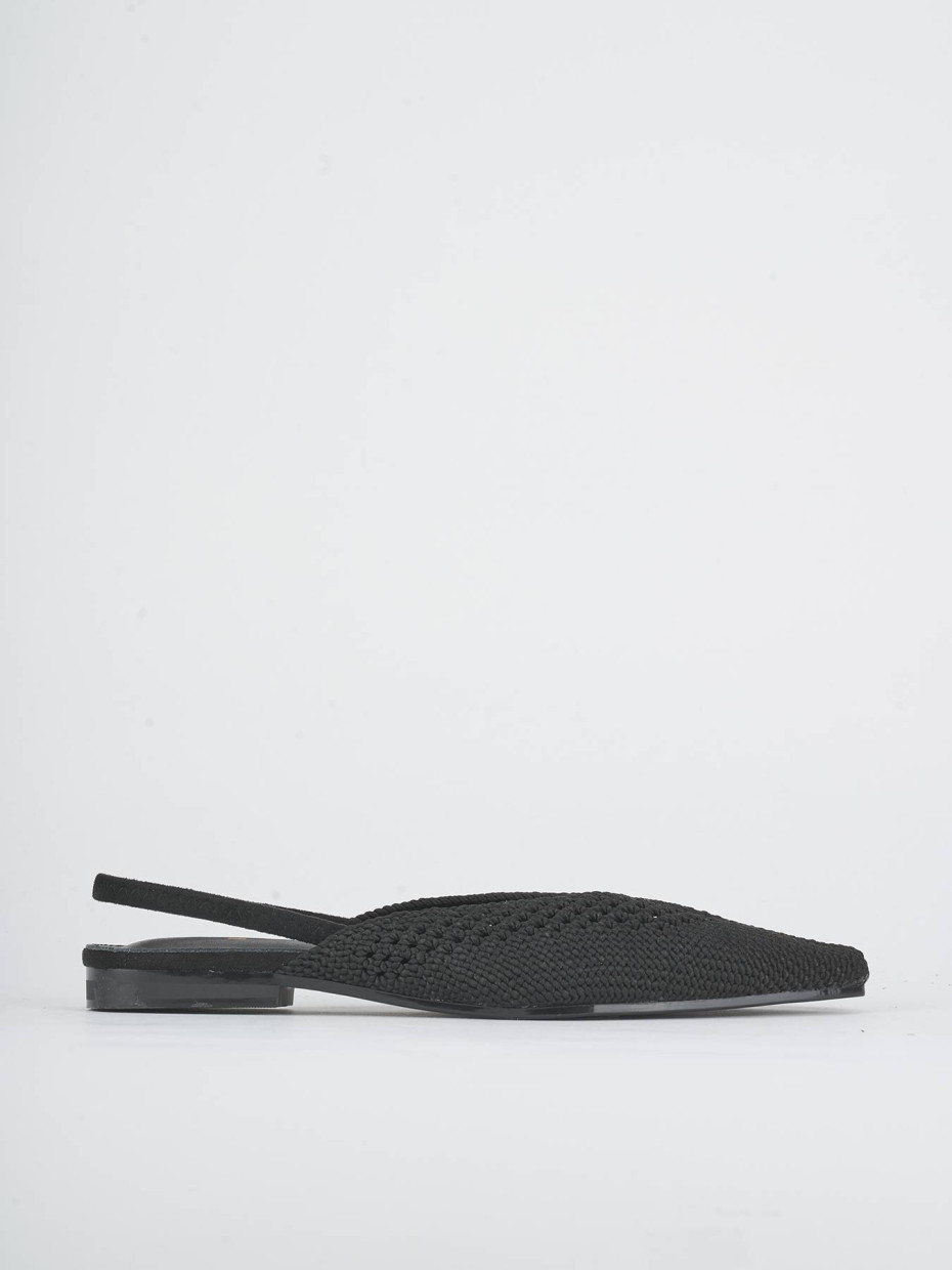Flat shoes heel 1 cm black fabric