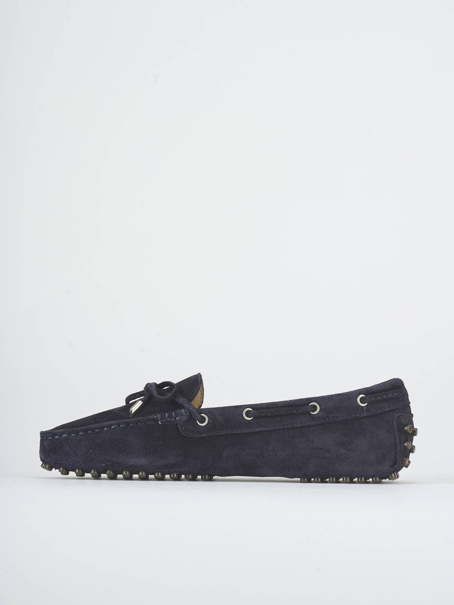 Mocasines tacón 1 cm azul ante