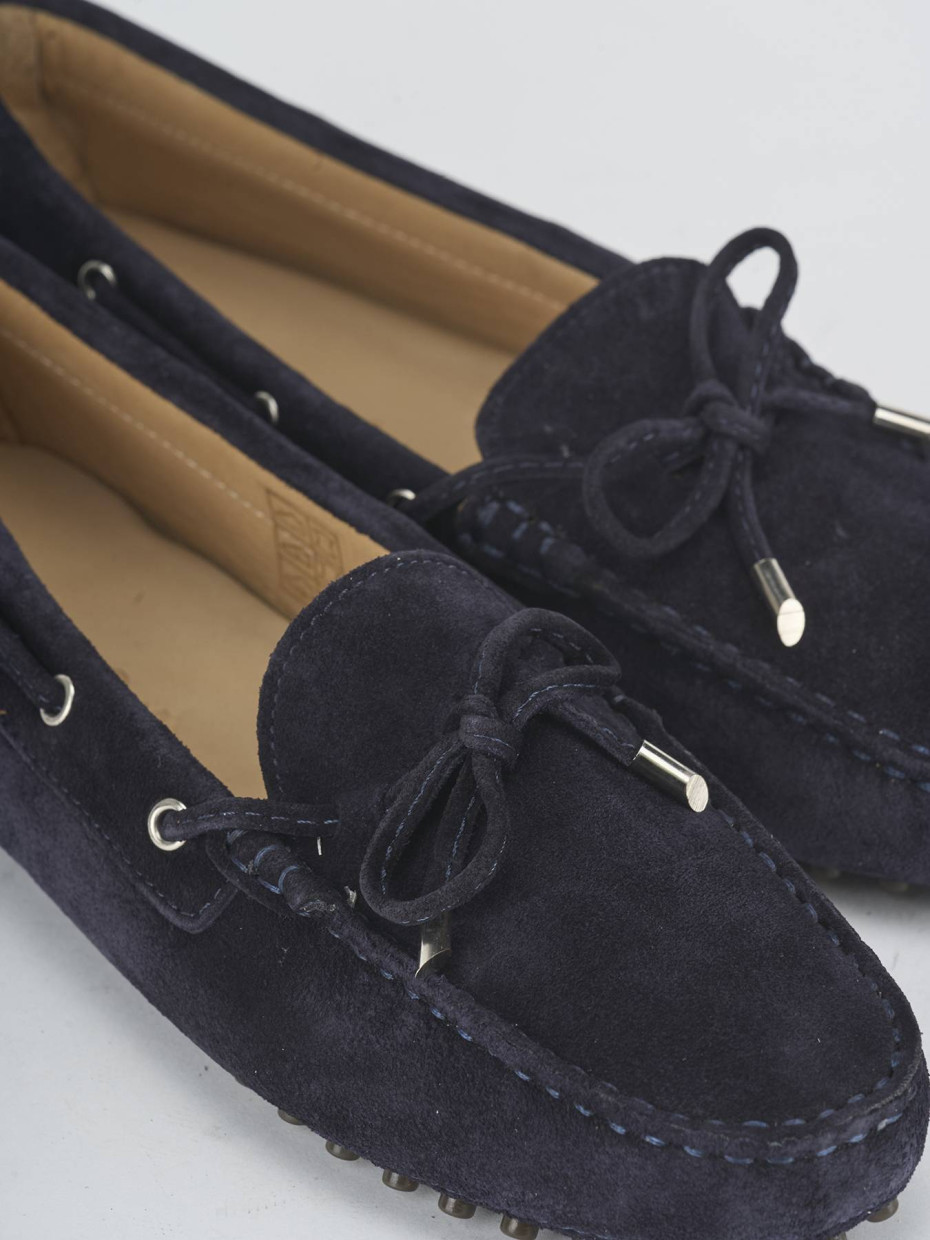 Mocasines tacón 1 cm azul ante