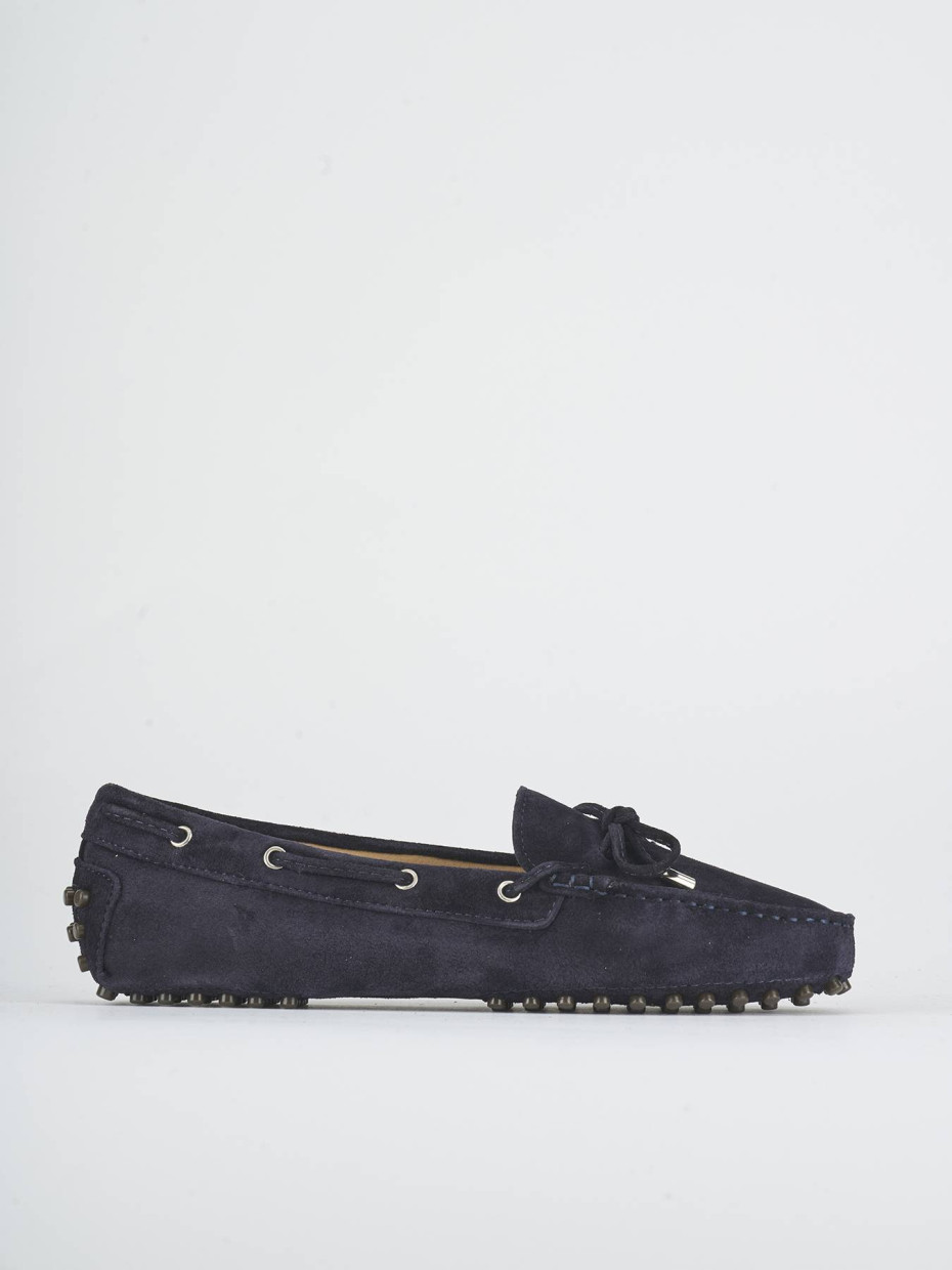 Mocasines tacón 1 cm azul ante
