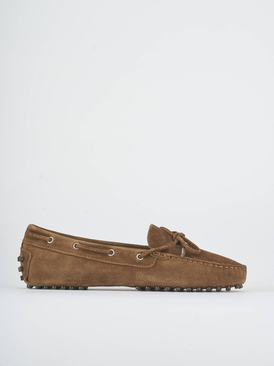Mocasines tacón 1 cm marrón ante