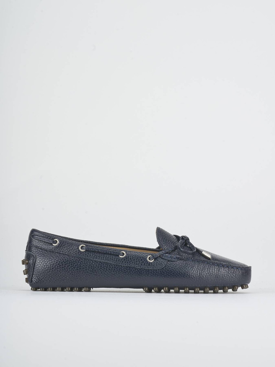 Mocasines tacón 1 cm azul cuero