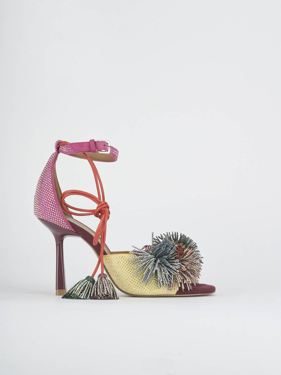 Sandalias de tacón alto tacón 8 cm multicolor ante