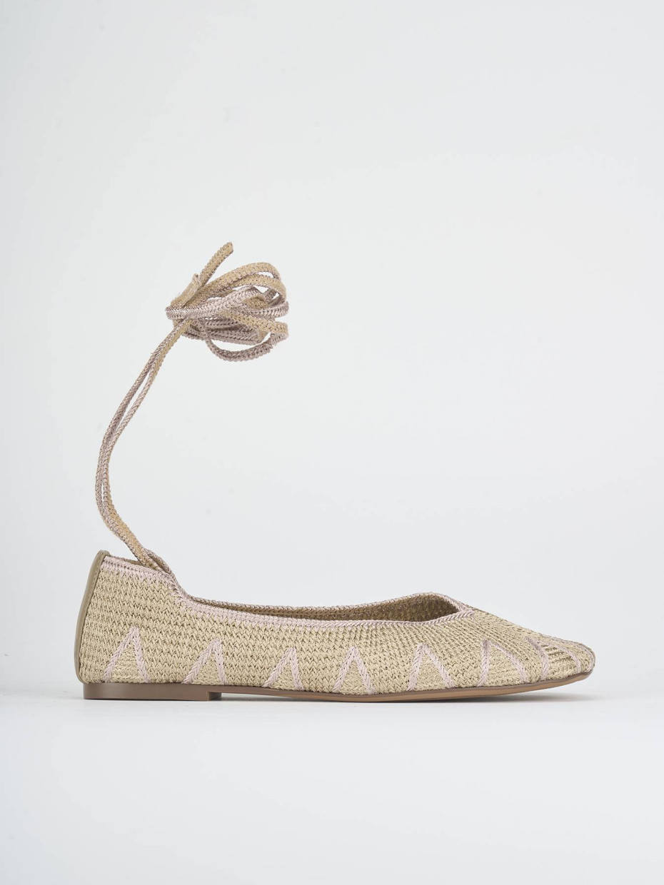 Ballerine tacco 1cm tessuto beige