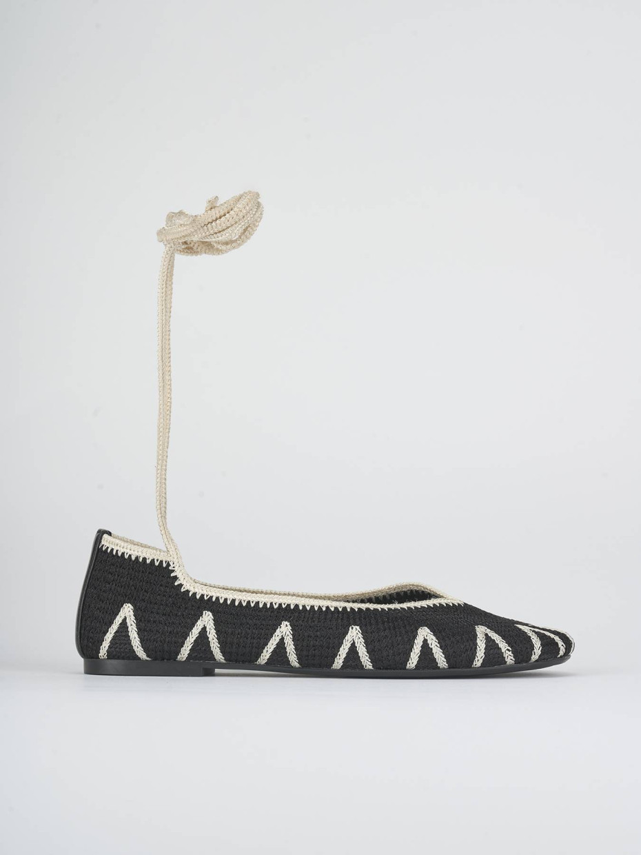 Flat shoes heel 1 cm black fabric