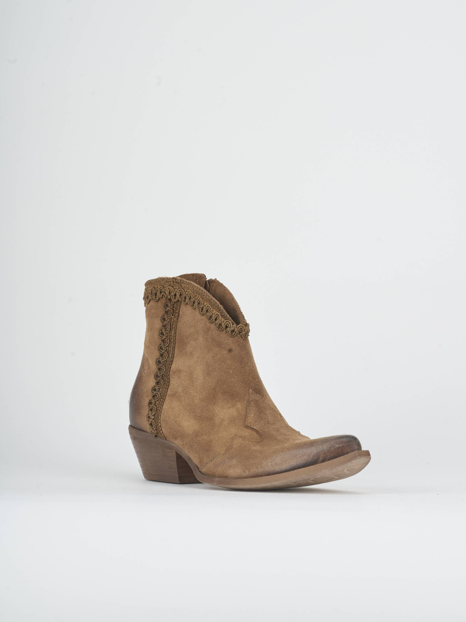 Stivaletti tacco 4cm camoscio marrone
