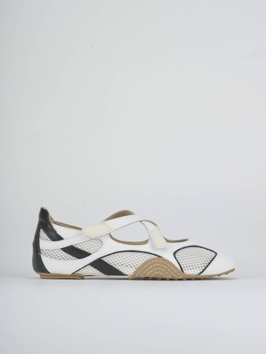 Bailarinas tacón 1 cm blanco cuero