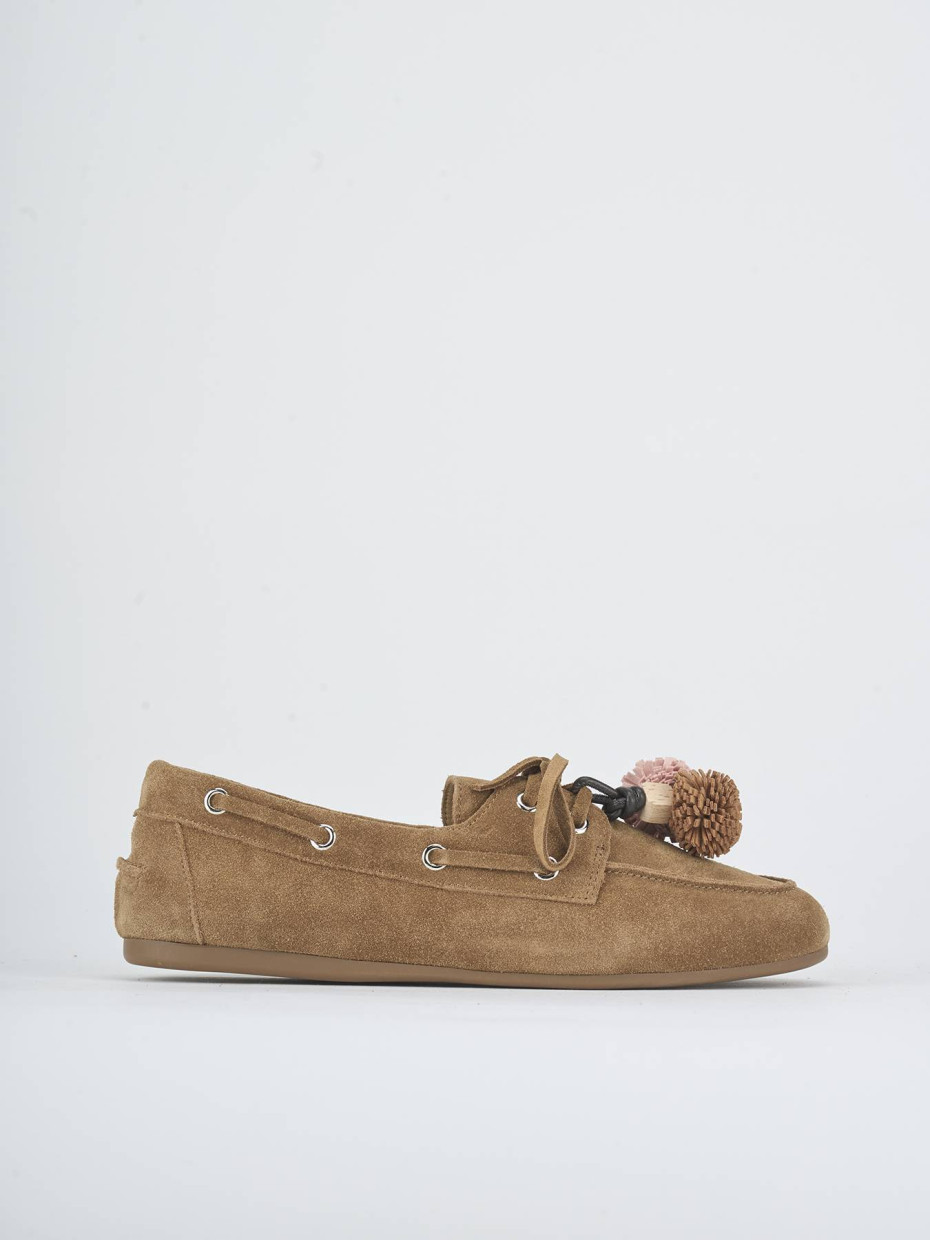 Mocasines tacón 1 cm marrón ante