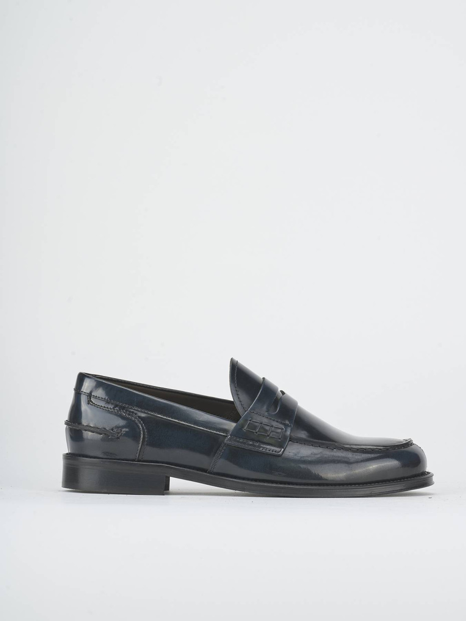 Mocasines azul cuero