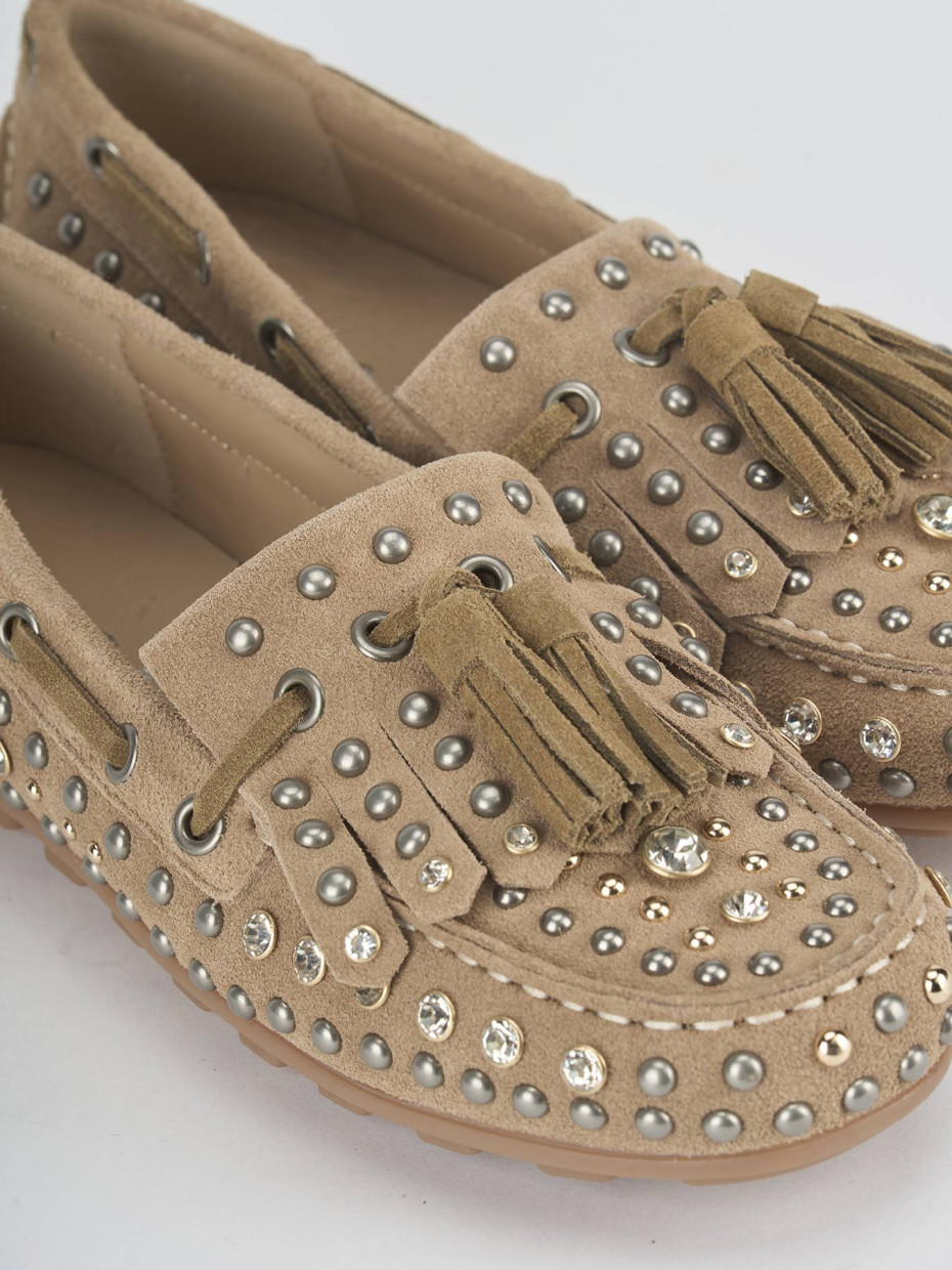 Mocasines tacón 1 cm beis ante