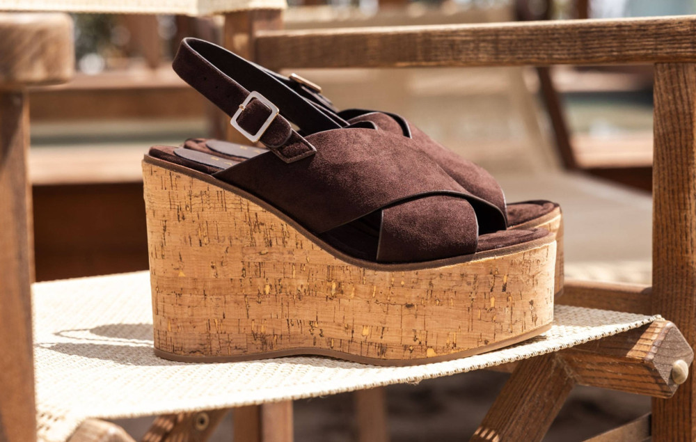 Sandalias de cuña tacón 11 cm marrón oscuro ante