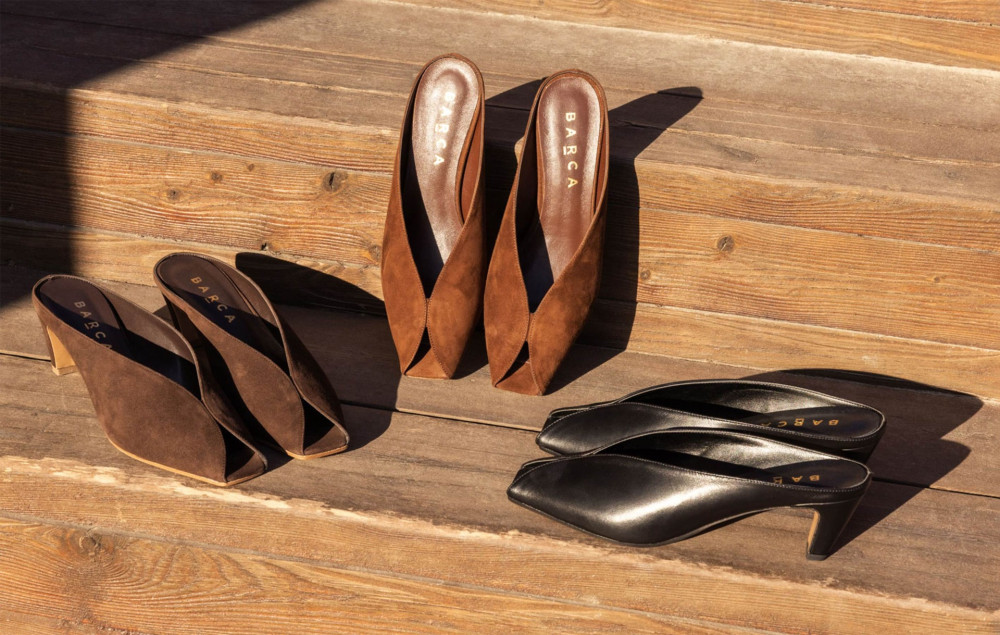 Slippers heel 5 cm black leather