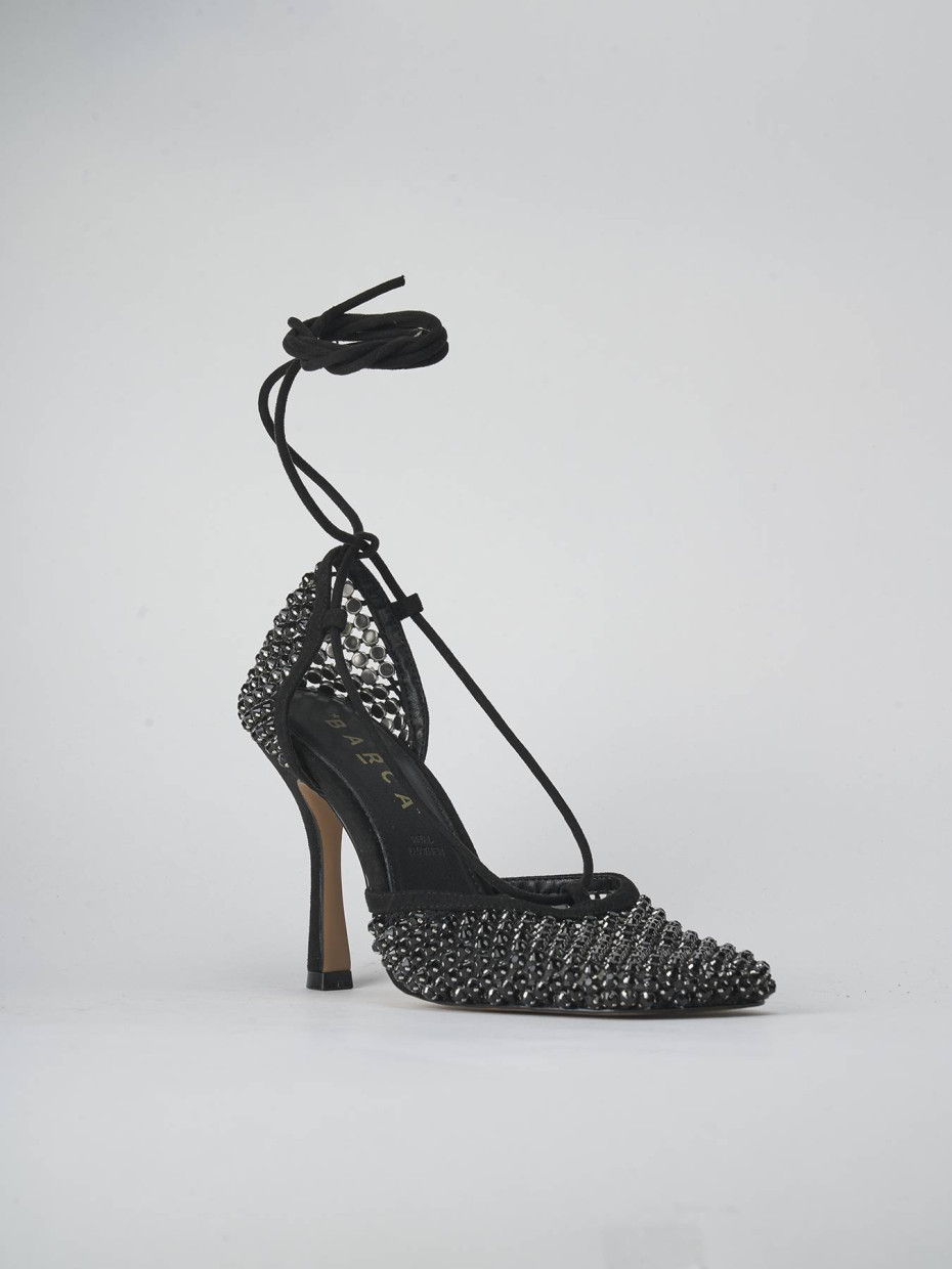 Sandalias de tacón alto tacón 9 cm negro ante