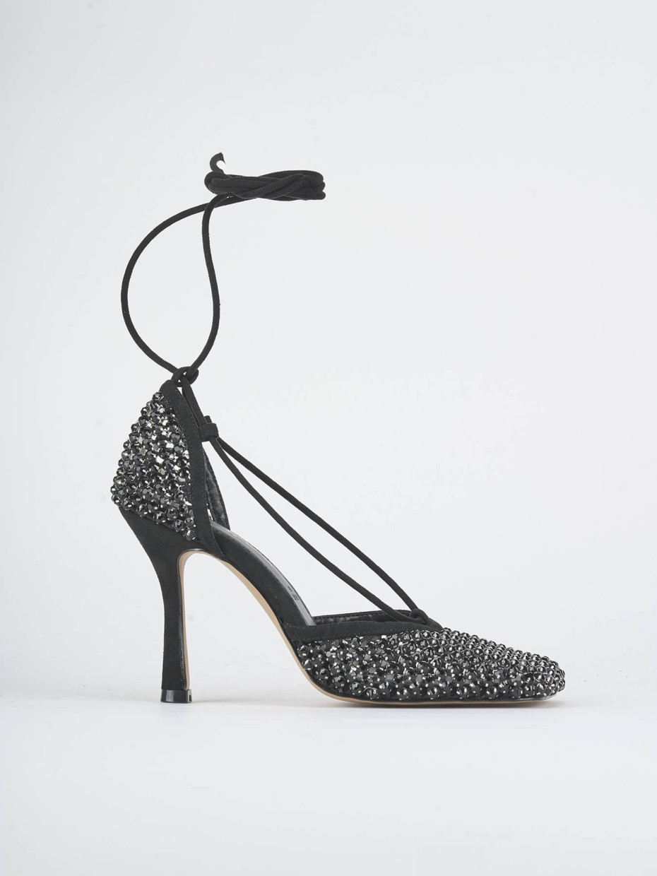 Sandalias de tacón alto tacón 9 cm negro ante