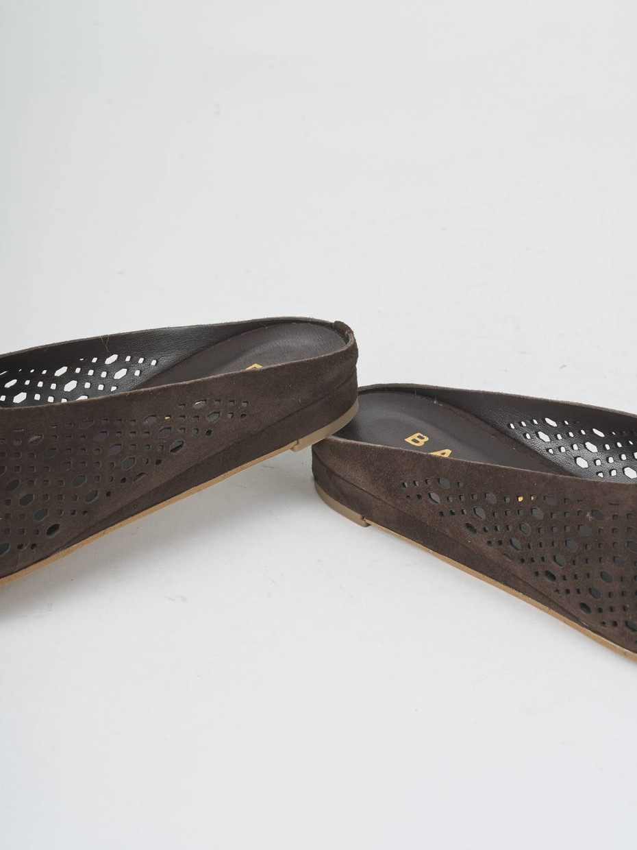 Mules tacón 1 cm marrón oscuro ante