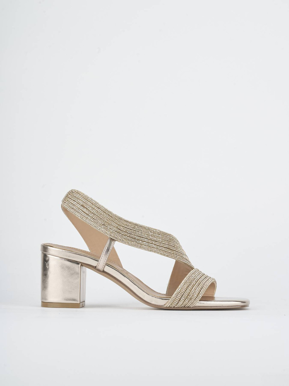 Sandali tacco 5cm pelle oro