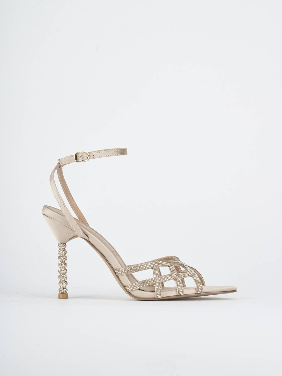 Sandalias de tacón alto tacón 8 cm beis ante