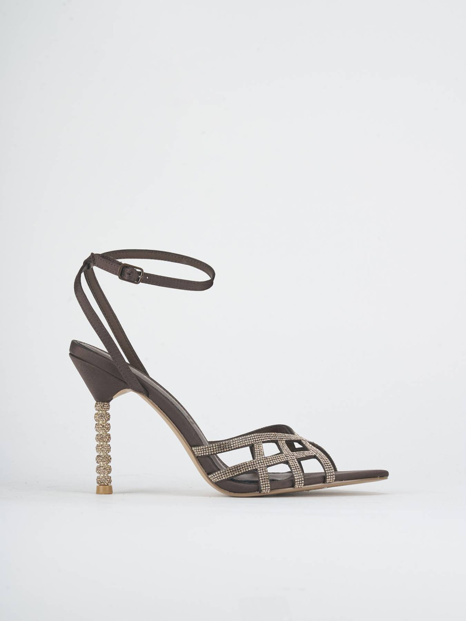 Sandalias de tacón alto tacón 8 cm marrón oscuro ante