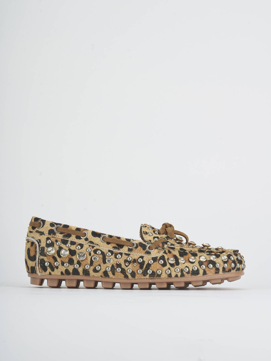 Mocasines tacón 1 cm multicolor cuero de vaca con pelo