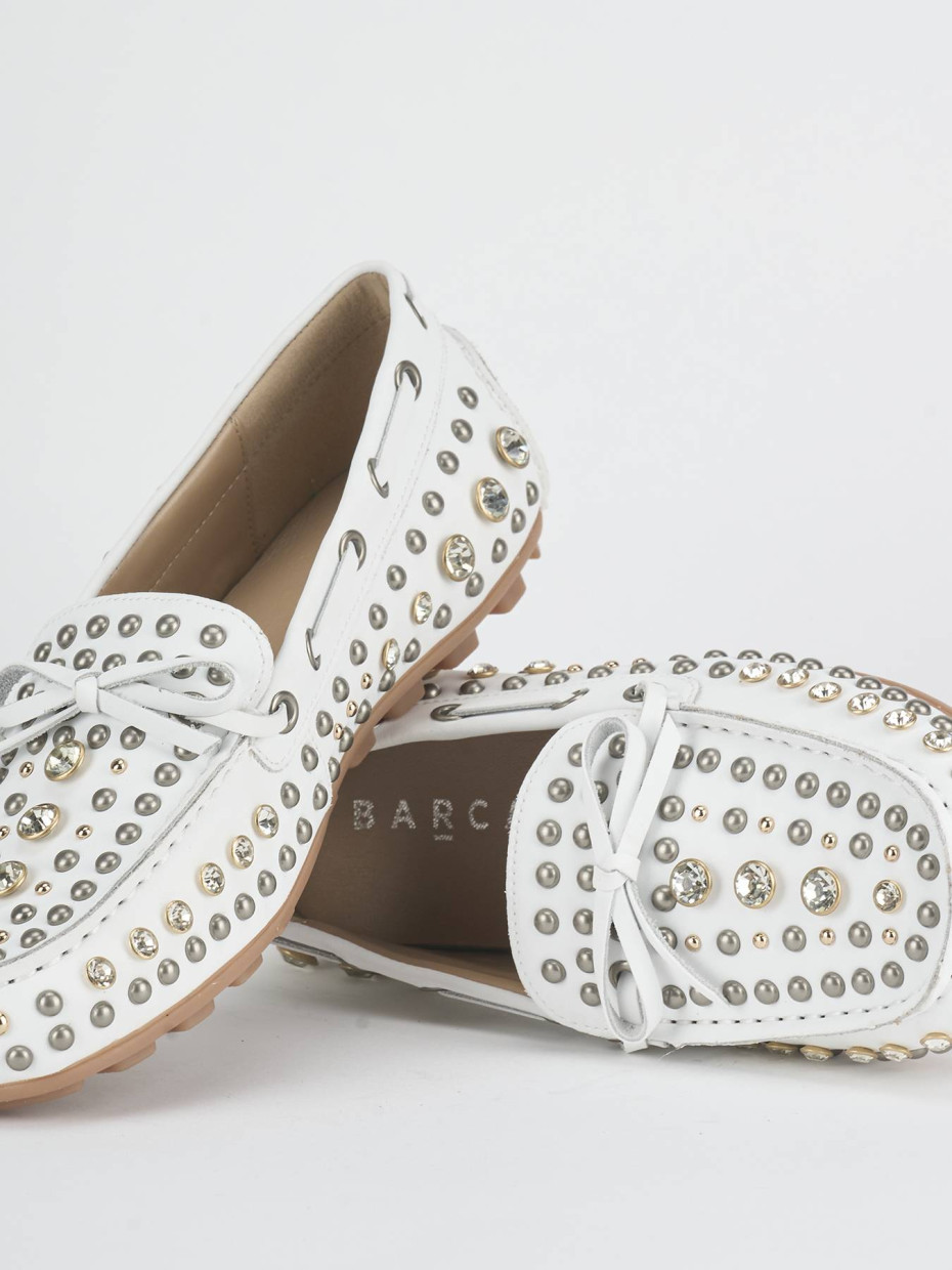 Mocassini tacco 1cm pelle bianco