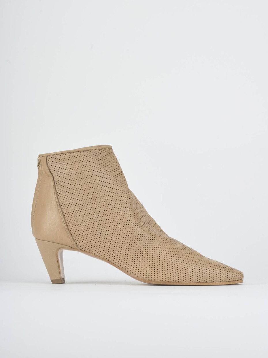 Stivaletti tacco 5cm pelle marrone